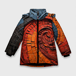 Куртка зимняя для девочки Кирпичная кладка спираль, цвет: 3D-черный