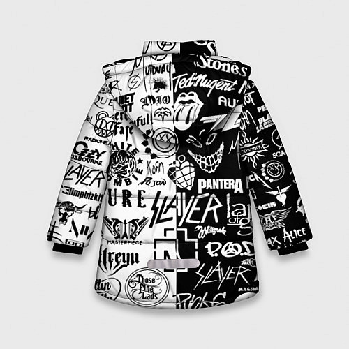 Зимняя куртка для девочки Логотипы лучших рок групп / 3D-Черный – фото 2