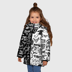 Куртка зимняя для девочки Логотипы лучших рок групп, цвет: 3D-черный — фото 2