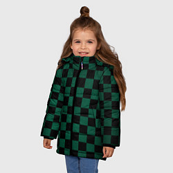 Куртка зимняя для девочки Паттерн Танджиро Камадо, цвет: 3D-черный — фото 2