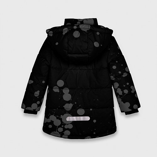 Зимняя куртка для девочки FNAF glitch на темном фоне: надпись, символ / 3D-Черный – фото 2