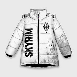 Зимняя куртка для девочки Skyrim glitch на светлом фоне: надпись, символ