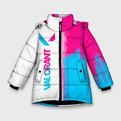 Куртка зимняя для девочки Valorant neon gradient style: по-вертикали, цвет: 3D-черный