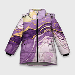 Куртка зимняя для девочки Сиреневый узор, цвет: 3D-светло-серый
