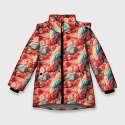 Куртка зимняя для девочки Текстура жвачки, цвет: 3D-светло-серый