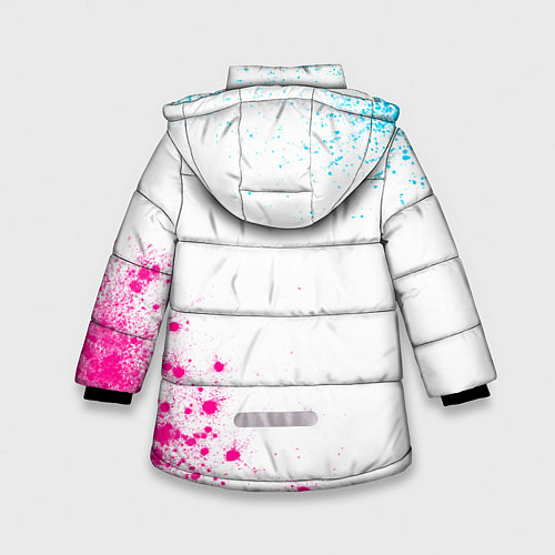 Зимняя куртка для девочки PUBG neon gradient style: надпись, символ / 3D-Черный – фото 2