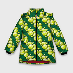 Куртка зимняя для девочки Большой теннис - мячики, цвет: 3D-красный