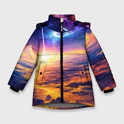 Куртка зимняя для девочки Космическая вселенная, цвет: 3D-светло-серый