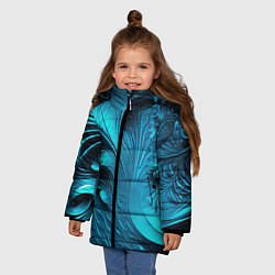 Куртка зимняя для девочки Неоновые объемные узоры, цвет: 3D-черный — фото 2