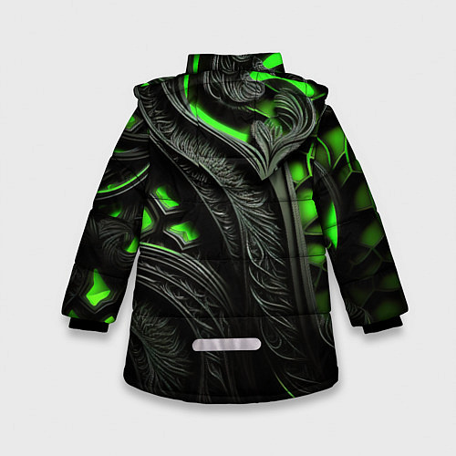 Зимняя куртка для девочки Green black abstract / 3D-Красный – фото 2