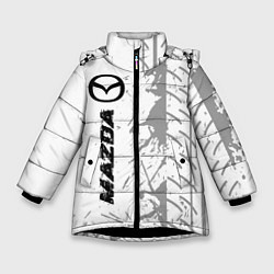 Зимняя куртка для девочки Mazda speed на светлом фоне со следами шин: по-вер