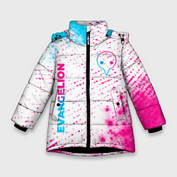 Зимняя куртка для девочки Evangelion neon gradient style: надпись, символ