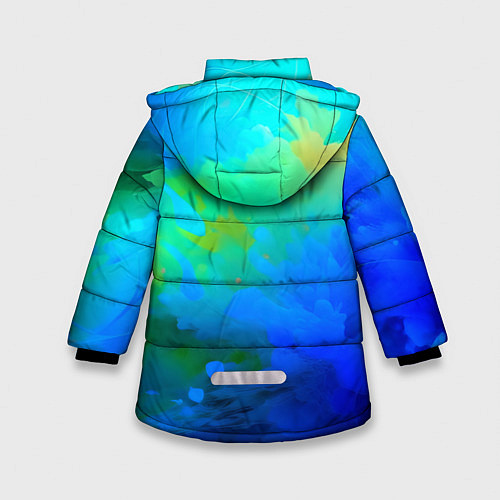 Зимняя куртка для девочки Градиент сине-зелёных оттенков - нейросеть / 3D-Светло-серый – фото 2