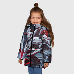 Куртка зимняя для девочки Череп киберпанк, цвет: 3D-красный — фото 2