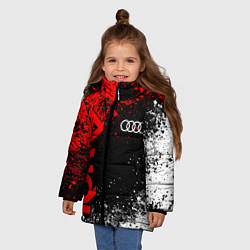 Куртка зимняя для девочки Ауди - красный и белый, цвет: 3D-черный — фото 2