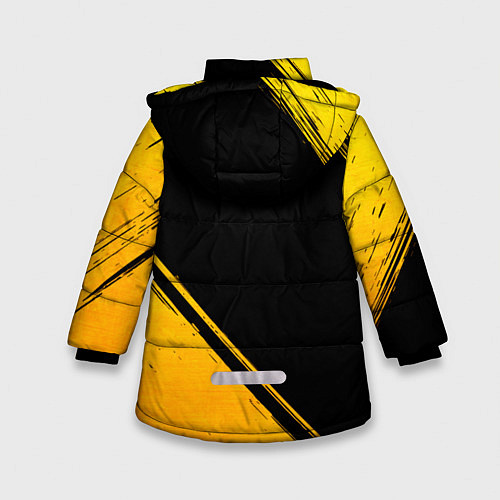 Зимняя куртка для девочки Lamborghini - gold gradient: надпись, символ / 3D-Черный – фото 2