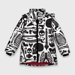 Куртка зимняя для девочки Human osteology, цвет: 3D-красный