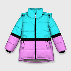 Зимняя куртка для девочки Двуцветный бирюзово-сиреневый