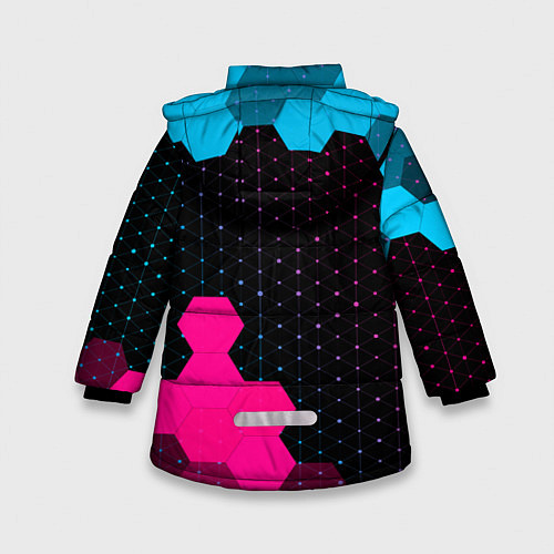 Зимняя куртка для девочки Suzuki - neon gradient: надпись, символ / 3D-Черный – фото 2