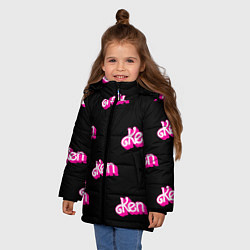 Куртка зимняя для девочки Логотип Кен - патерн, цвет: 3D-светло-серый — фото 2
