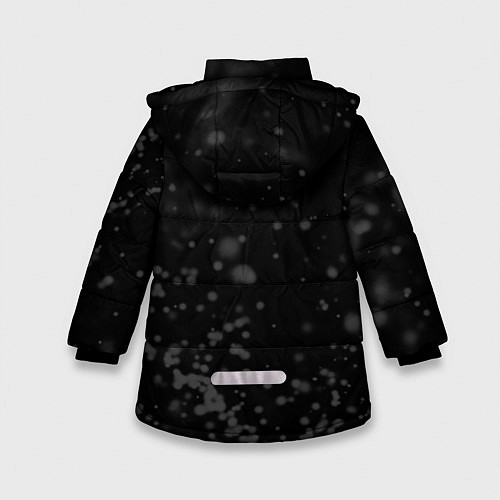 Зимняя куртка для девочки Evangelion glitch на темном фоне: надпись, символ / 3D-Черный – фото 2