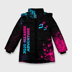 Зимняя куртка для девочки JoJo Bizarre Adventure - neon gradient: надпись, с
