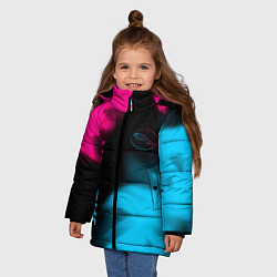 Куртка зимняя для девочки Jaguar - neon gradient: надпись, символ, цвет: 3D-черный — фото 2