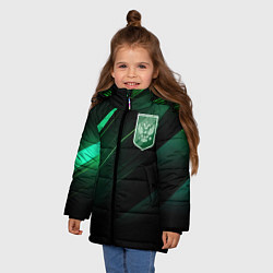 Куртка зимняя для девочки Герб РФ зеленый черный фон, цвет: 3D-черный — фото 2