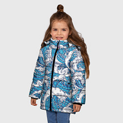 Куртка зимняя для девочки Sea waves, цвет: 3D-черный — фото 2
