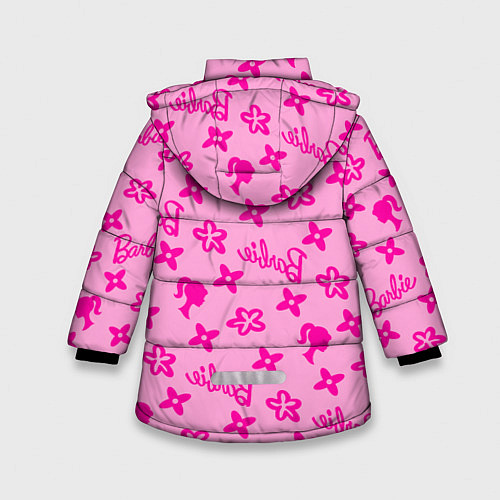 Зимняя куртка для девочки Барби паттерн розовый / 3D-Черный – фото 2