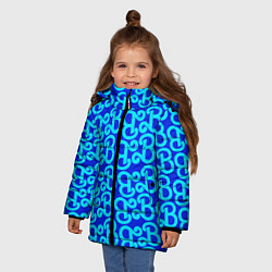 Куртка зимняя для девочки Логотип Барби - синий паттерн, цвет: 3D-светло-серый — фото 2