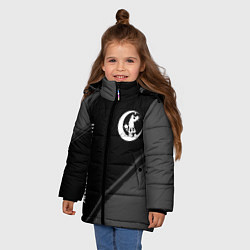 Куртка зимняя для девочки Angels of Death glitch на темном фоне: надпись, си, цвет: 3D-черный — фото 2