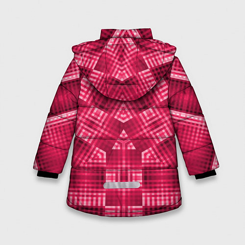 Зимняя куртка для девочки Геометрический узор арт-деко в красных тонах / 3D-Черный – фото 2