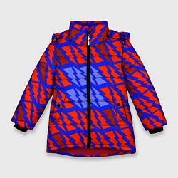 Куртка зимняя для девочки Ретро молнии красно-синие, цвет: 3D-красный