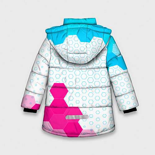 Зимняя куртка для девочки Among Us neon gradient style: надпись, символ / 3D-Черный – фото 2