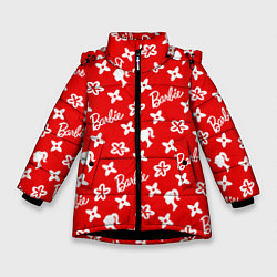 Зимняя куртка для девочки Барби паттерн красный