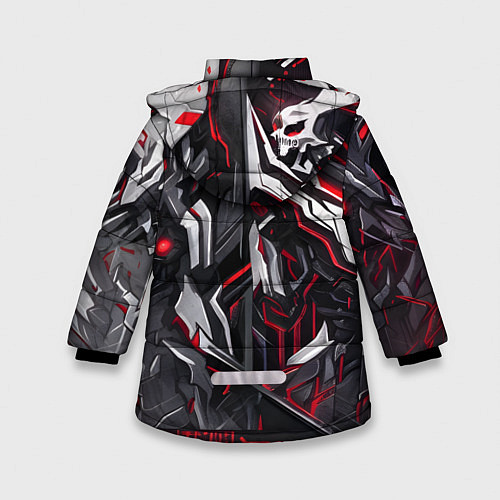 Зимняя куртка для девочки Киберпанк доспехи / 3D-Черный – фото 2