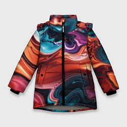 Куртка зимняя для девочки Красочные переливы волн, цвет: 3D-светло-серый