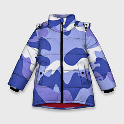 Куртка зимняя для девочки Камуфляжный узор голубой, цвет: 3D-красный