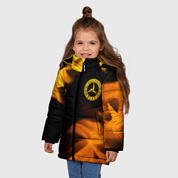 Куртка зимняя для девочки Mercedes - gold gradient: надпись, символ, цвет: 3D-черный — фото 2