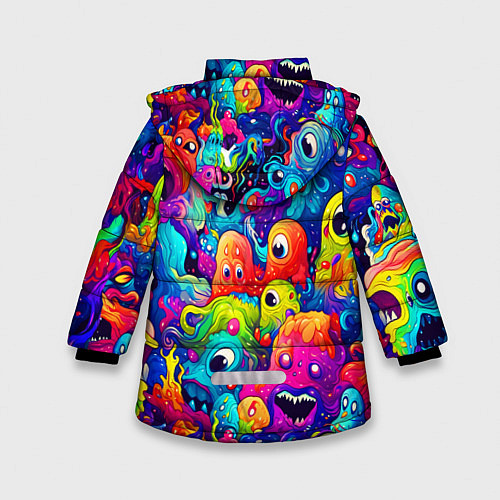 Зимняя куртка для девочки Кислотный трип / 3D-Черный – фото 2