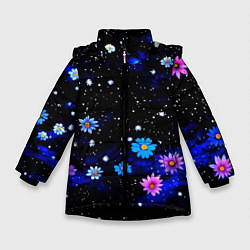 Зимняя куртка для девочки Цветочки в небе абстракция