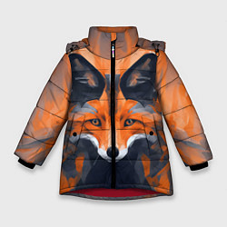 Зимняя куртка для девочки Нарисованная огненная лиса