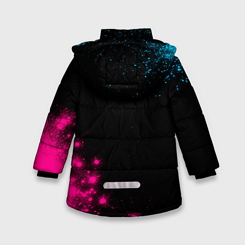 Зимняя куртка для девочки Angels of Death - neon gradient: надпись, символ / 3D-Черный – фото 2