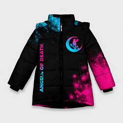 Куртка зимняя для девочки Angels of Death - neon gradient: надпись, символ, цвет: 3D-черный