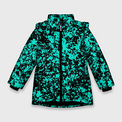 Куртка зимняя для девочки Ярко-голубой пятнистый, цвет: 3D-черный