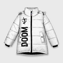 Куртка зимняя для девочки Doom glitch на светлом фоне: по-вертикали, цвет: 3D-черный