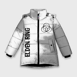 Зимняя куртка для девочки Elden Ring glitch на светлом фоне: надпись, символ