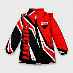 Куртка зимняя для девочки Ducati- red stripes, цвет: 3D-черный