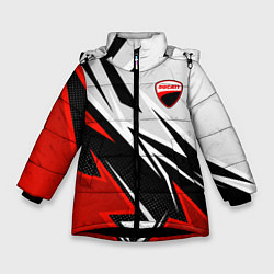 Куртка зимняя для девочки Ducati - белый и красный, цвет: 3D-черный